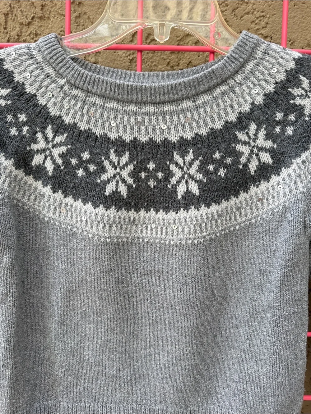 Light gray/silver GAP Snowflake Yoke Sweater